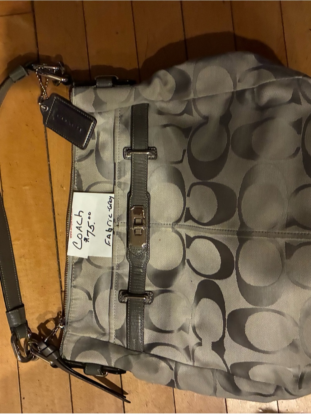 Coach Signature Logo Shoulder Bag in Gray